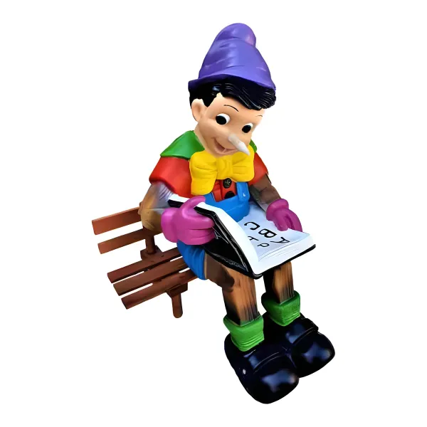 Figura dekoracyjna Pinokio siedzący H: 60cm z żywicy