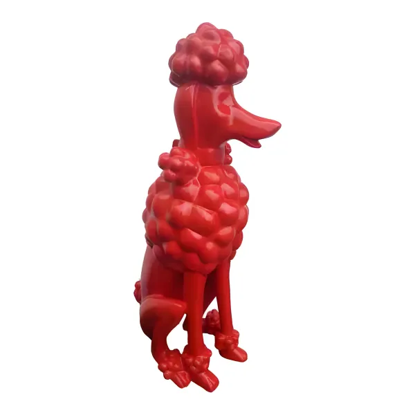 Figura dekoracyjna Pies pudel czerwony siedzący wym. 31×45cm z żywicy