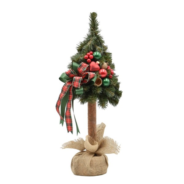 Choinka na kołeczku dekorowana 50 cm GREEN RED