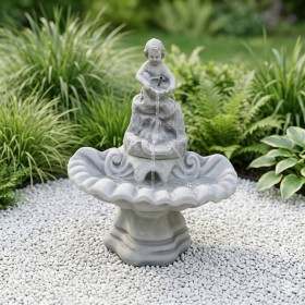 Mała fontanna ogrodowa F42 H: 35 cm biały cement - zdjęcie 1
