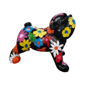 Figura Buldog Angielski Pop-Art Animal Flower Power Style wielokolorowa wysoki połysk żywica H: 80cm - zdjęcie 1