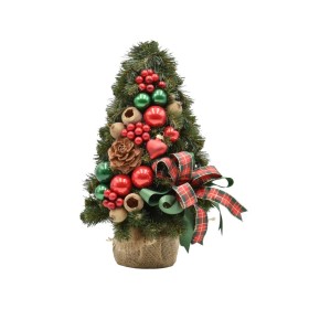 Choinka stożkowa dekorowana 40 cm GREEN RED - zdjęcie 1