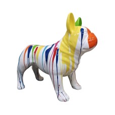 Figura Buldog Pop-Art Drip-Art Neo-Pop Rainbow Art wysoki połysk żywica H: 70cm