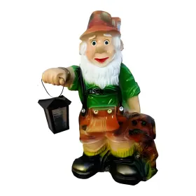 Figura dekoracyjna Krasnal z latarnią i psem H: 75cm z żywicy - zdjęcie 2