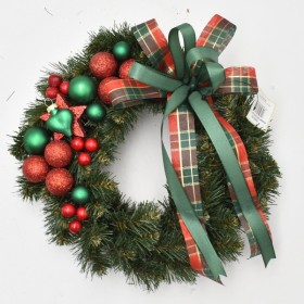 Wianek dekorowany 25 cm GREEN RED - zdjęcie 1