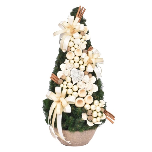 Stożek dekorowany 90 cm ECRU