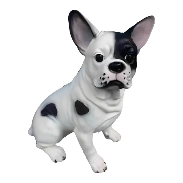 Figura dekoracyjna Pies buldog francuski biało-czarny wym. 178×180cm z żywicy