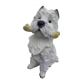Figura dekoracyjna Pies west highland terrier z kością H: 42cm z żywicy - zdjęcie 2