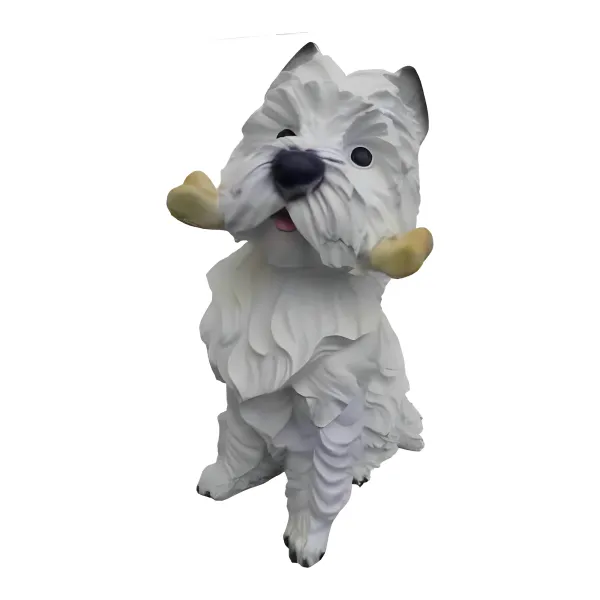 Figura dekoracyjna Pies west highland terrier z kością H: 42cm z żywicy