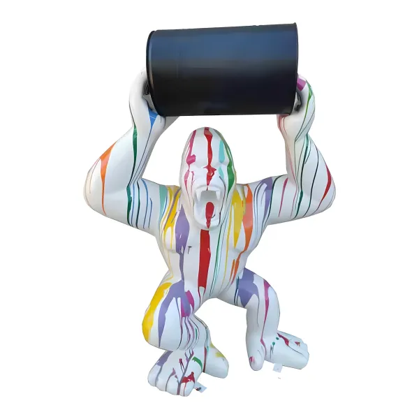 Figura dekoracyjna Goryl z beczką H: 140cm z żywicy