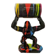 Figura dekoracyjna Goryl z beczką H: 65cm z żywicy