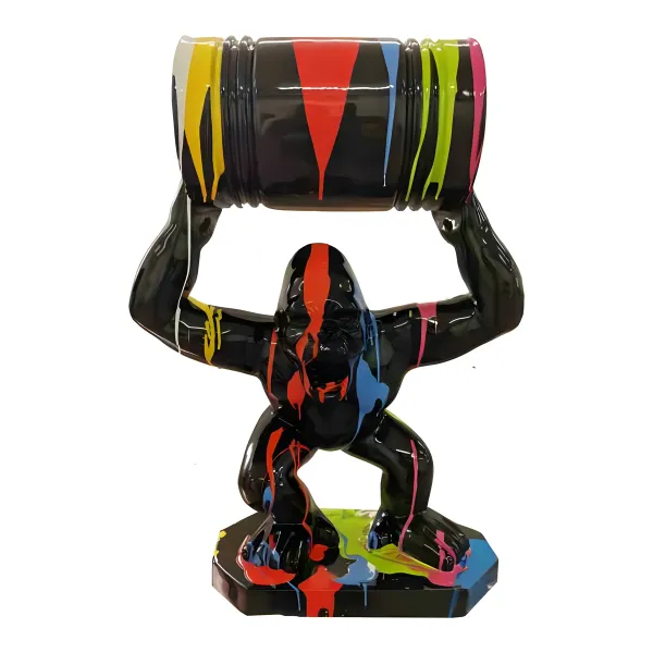 Figura dekoracyjna Goryl z beczką H: 65cm z żywicy