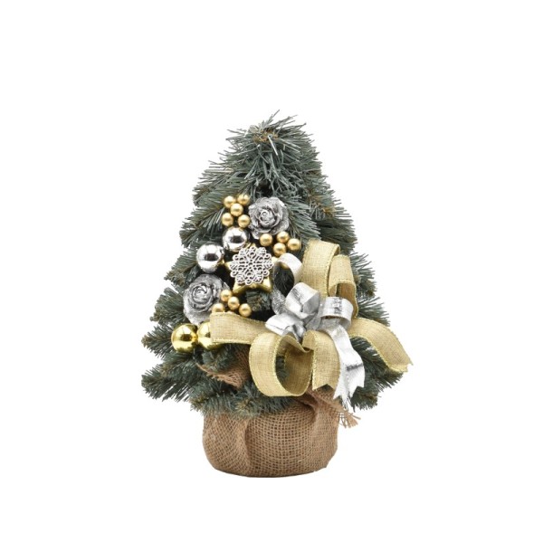 Choinka stożkowa dekorowana srebrzysta 30 cm GOLDEN FROST