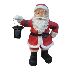Figura dekoracyjna Św. Mikołaj z latarnią H: 49cm z żywicy