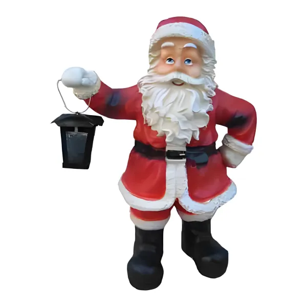 Figura dekoracyjna Św. Mikołaj z latarnią H: 49cm z żywicy