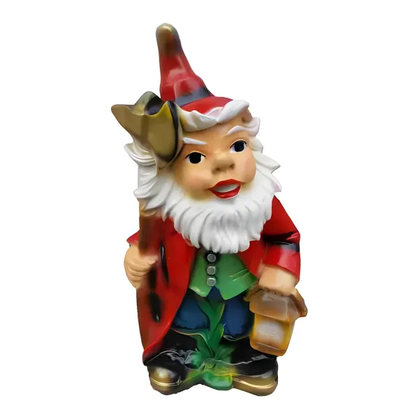 Figura dekoracyjna Krasnal z latarnią H: 35cm z żywicy