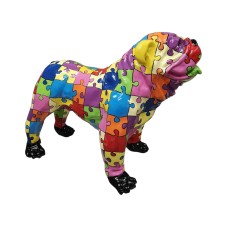 Figura Buldog Pop-Art Puzzle Jigsaw multicolor wysoki połysk żywica H: 75cm