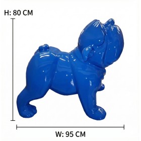 Figura Bulldog Angielski Pop-Art Royal Blue Gloss niebieska wysoki połysk żywica H: 80cm - zdjęcie 4