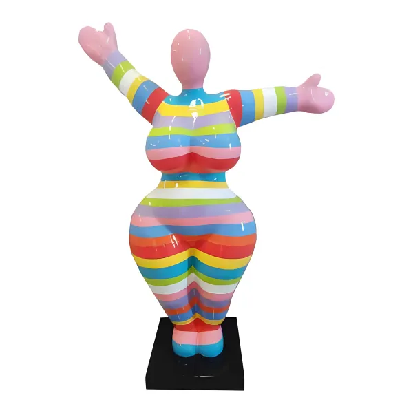 Figura dekoracyjna Kobieta w paski H: 125cm z żywicy