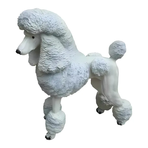Figura dekoracyjna Pies pudel biały stojący wym. 59×64cm z żywicy