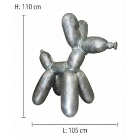 Figura Pies Balloon Dog XL Pop-Art srebrny wysoki połysk żywica H: 110cm - zdjęcie 5
