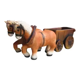 Figura dekoracyjna Koń z wozem H: 50cm z żywicy - zdjęcie 2