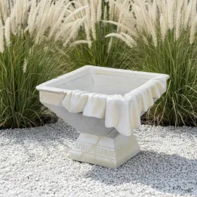 Dekoracyjna misa w stylu greckim z białymi detalami, H: 18,5cm waza donica - zdjęcie 3
