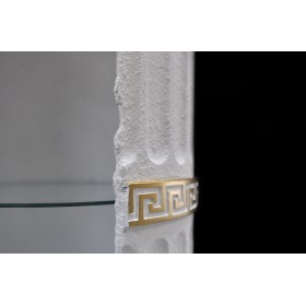 Stylowy regał witryna w stylu greckim z półkami i oświetleniem elegancki biały z złotymi zdobieniami H:1,7m - zdjęcie 3