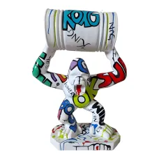 Figura dekoracyjna Goryl z beczką H: 65cm z żywicy
