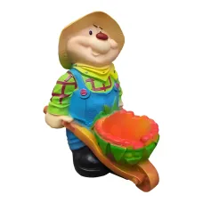 Figura dekoracyjna Krasnoludek z taczką H: 47cm z żywicy