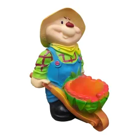 Figura dekoracyjna Krasnoludek z taczką H: 47cm z żywicy - zdjęcie 2