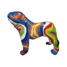 Figura Buldog Pop-Art Op-Art Rainbow fale multicolor wysoki połysk żywica H: 75cm