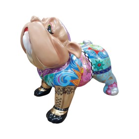 Figura Bulldog Pop-Art Mandala Patchwork multikolor wysoki połysk żywica H: 80cm - zdjęcie 4