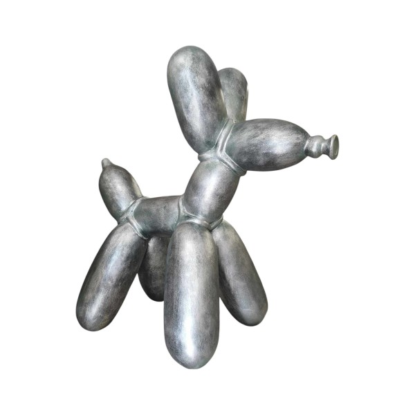 Figura Pies Balloon Dog XL Pop-Art srebrny wysoki połysk żywica H: 110cm
