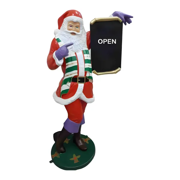 Figura dekoracyjna Św. Mikołaj z tablicą H: 190cm z żywicy