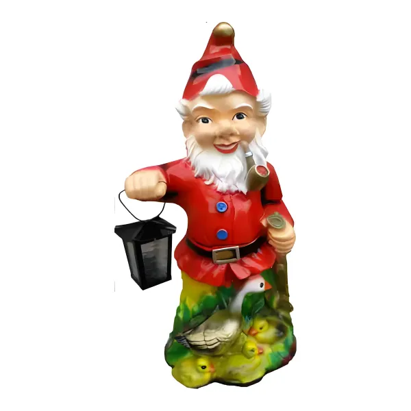 Figura dekoracyjna Krasnal z latarnią H: 62cm z żywicy