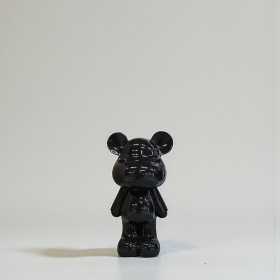 Figura Miś Pop-Art Black Gloss jednokolorowa czarna wysoki połysk żywica - zdjęcie 3