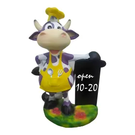 Figura dekoracyjna Krowa kucharz z tablicą H: 55cm z żywicy - zdjęcie 2