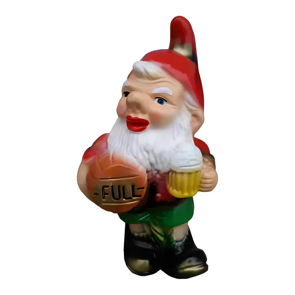 Figura dekoracyjna Krasnal z piłką i kuflem piwa H: 53cm z żywicy