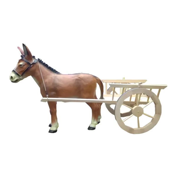 Figura dekoracyjna Osioł z wozem H: 45cm z żywicy
