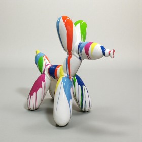 Figura Balloon Dog XL Pop-Art drip painting biały wysoki połysk żywica H: 110cm - zdjęcie 2