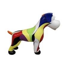 Figura Terier Pop-Art De Stijl Flow multikolor wysoki połysk żywica H: 70cm