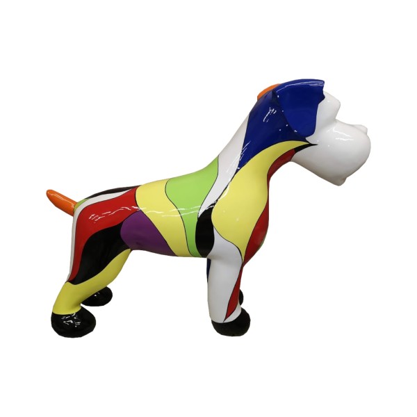 Figura Terier Pop-Art De Stijl Flow multikolor wysoki połysk żywica H: 70cm
