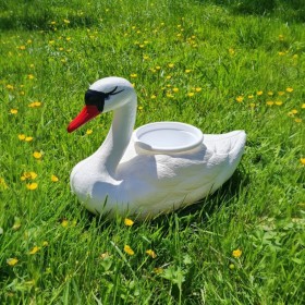 Figura ozdobna ŁABĘDŹ PŁYWAJĄCY Donica biała H: 27cm ogrodowa - zdjęcie 5