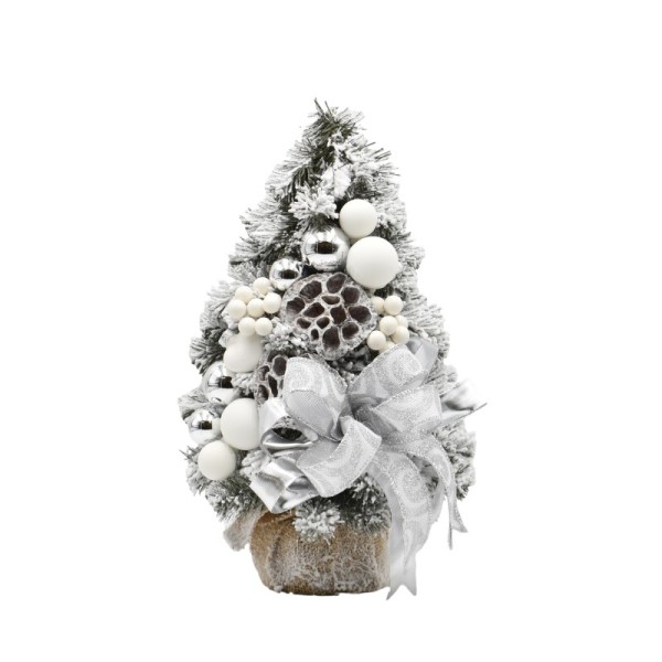Choinka stożkowa dekorowana ośnieżona 40 cm WINTER