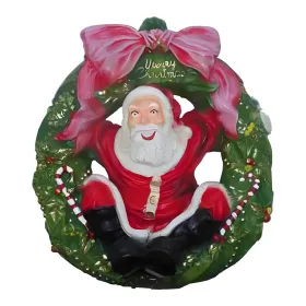 Figura dekoracyjna Św. Mikołaj w wieńcu H: 60cm z żywicy - zdjęcie 2
