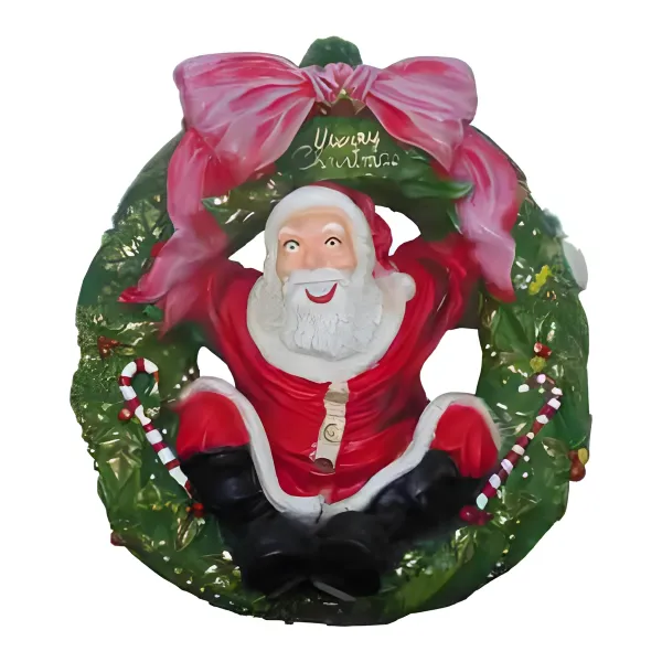 Figura dekoracyjna Św. Mikołaj w wieńcu H: 60cm z żywicy