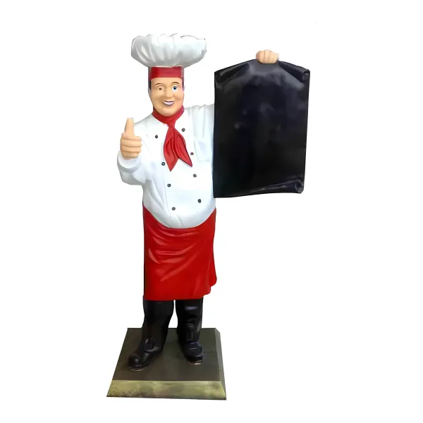 Figura dekoracyjna Kucharz z tablicą H: 140cm z żywicy