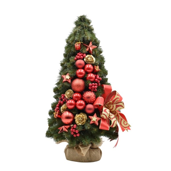 Choinka stożkowa dekorowana 60 cm RED