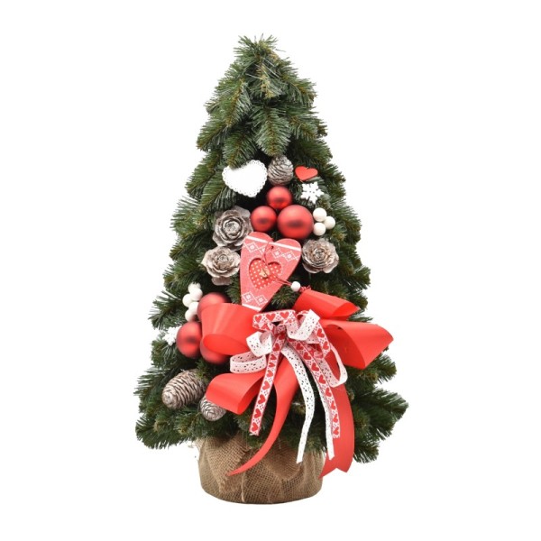 Choinka stożkowa dekorowana 50 cm WHITE RED